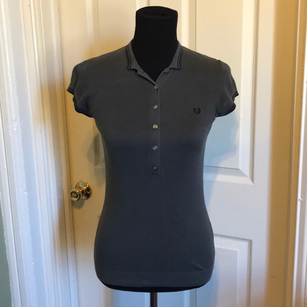 Amy Winehouse Fred Perry Sheer grey polo